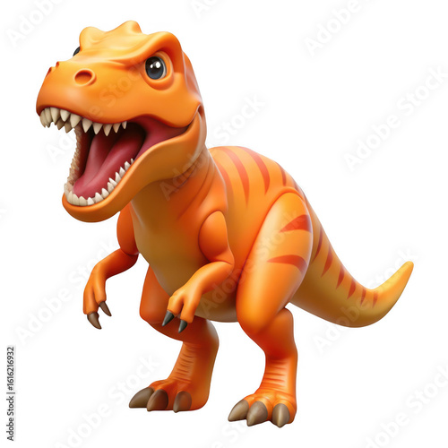 Fototapeta Naklejka Na Ścianę i Meble -  3d cartoon t rex dinosaur toy isolated on transparent background