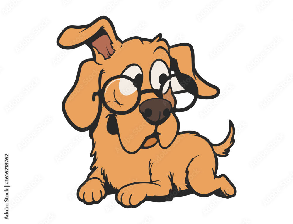 vector of a lying dog with glasses vector of a lying dog with glasses