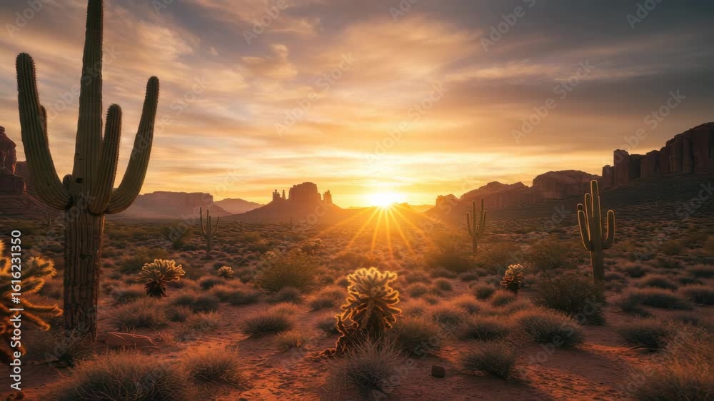 See a stunning sunset painting the desert's cacti and mountains in warm hues See a stunning sunset painting the desert's cacti and mountains in warm hues