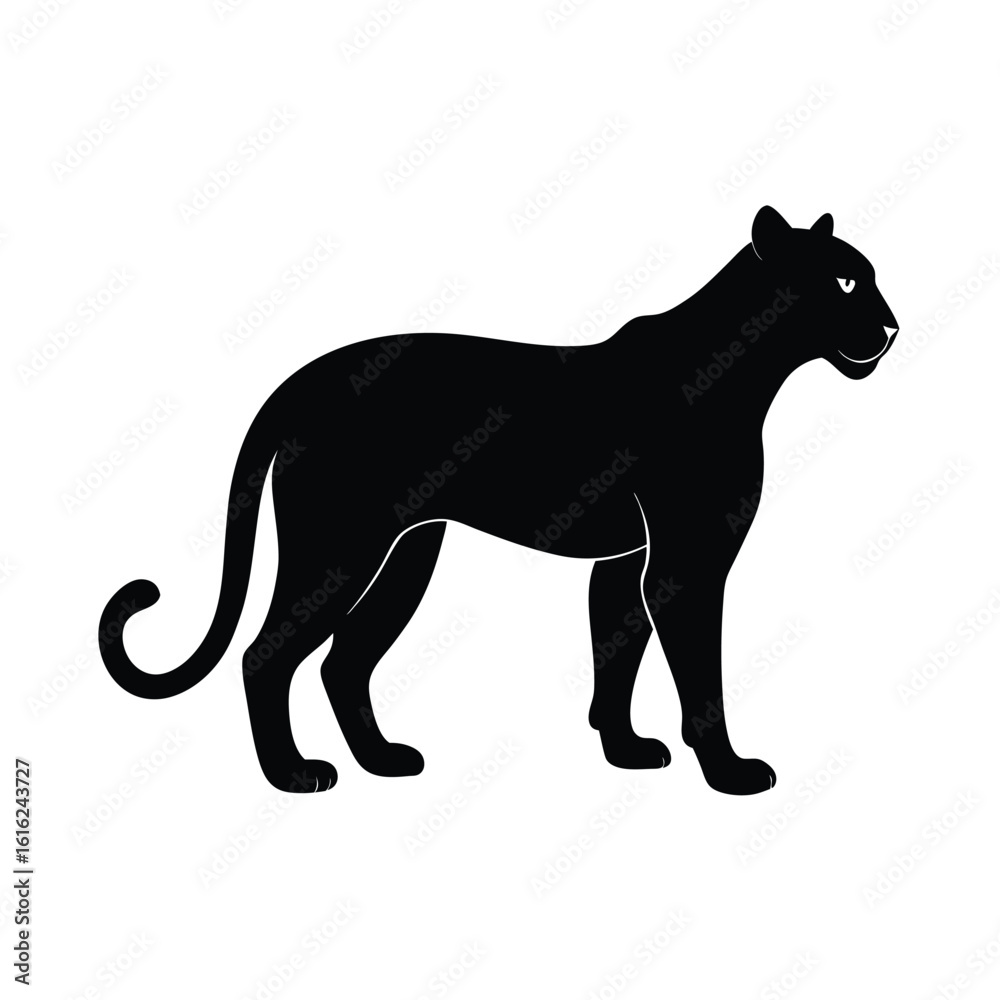 Fototapeta premium Black silhouette of a leopard Vector illustration