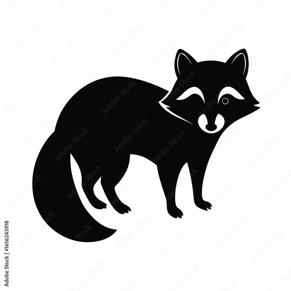 Fototapeta premium Black silhouette of a raccoon Vector illustration