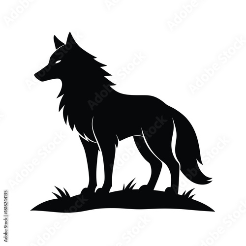 Black silhouette of a wolf Vector illustration