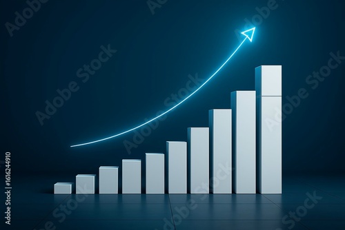 Glowing arrow graph showing upward trend and business growth