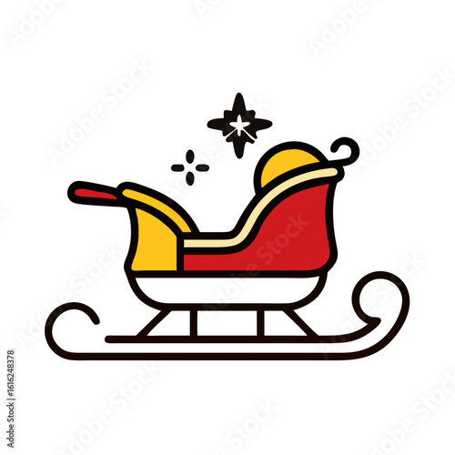 santa sleigh ride icon design. christmas related icon.
