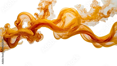 Abstract Golden Flow: Hypnotic Orange Ink Stream in Water – Excellent for Artistic Backgrounds, Dynamic Liquid Concepts, and Visual Effects