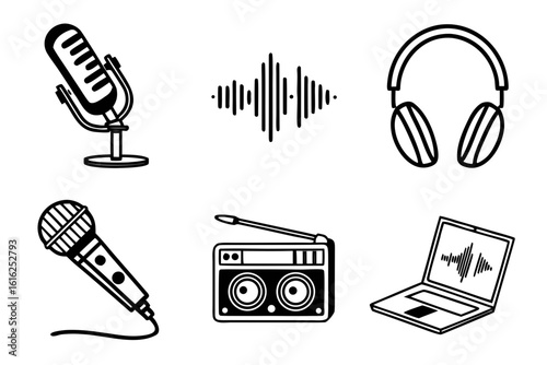 Collection of Audio and Music Icons.