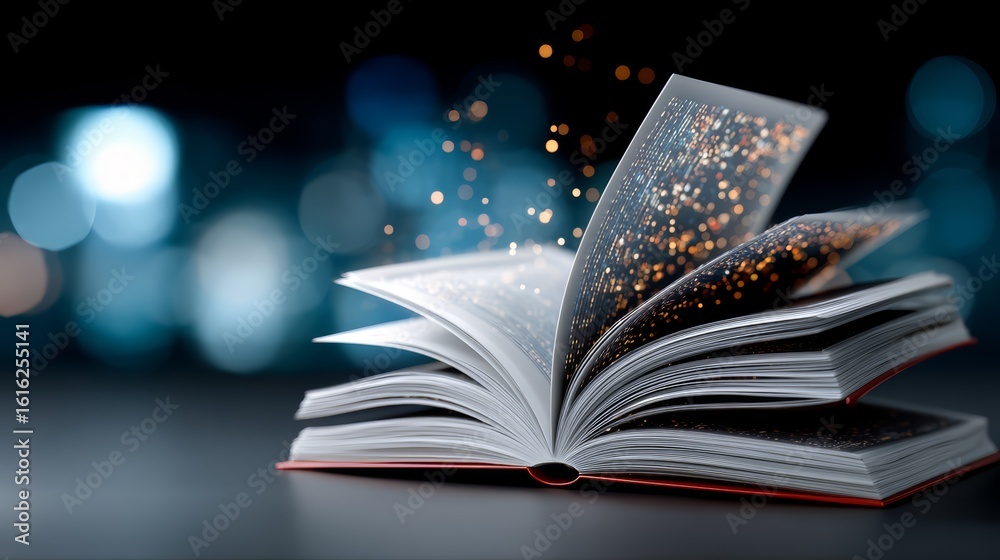 Fototapeta premium Book is open to a page with a glowing light effect
