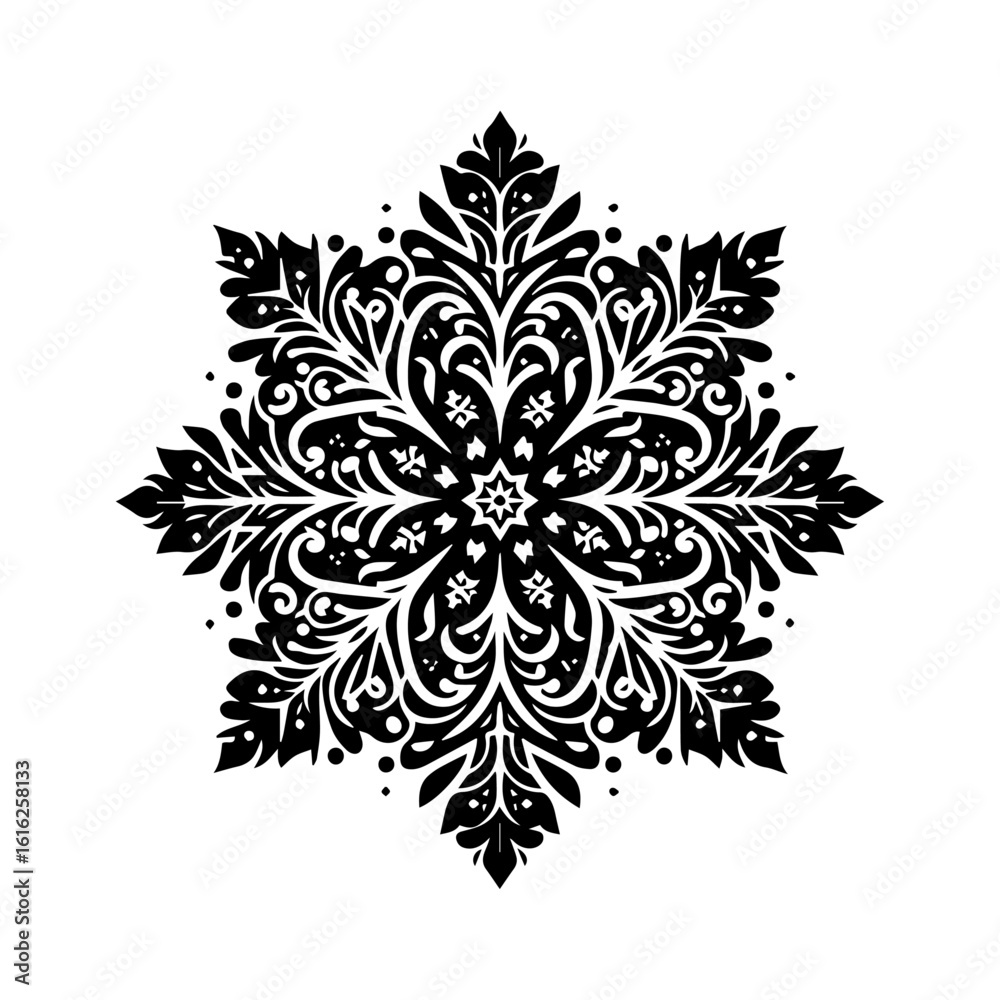 Fototapeta premium Intricate Black Floral Mandala Design 2.