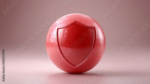 Red ball with a red shield on it