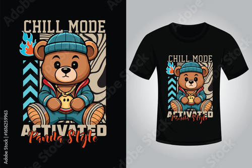 Panda streetwear T shirt design 