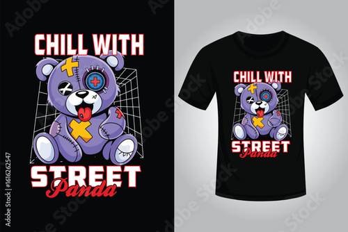 Panda streetwear T shirt design 