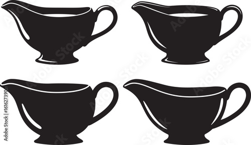 Four classic gravy boats in a simple silhouette