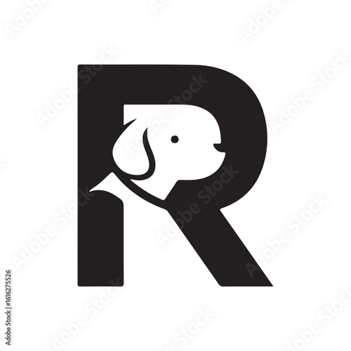 Letter R Logo Design Featuring a Dog Silhouette Playful and Modern Branding Concept for Pet Businesses