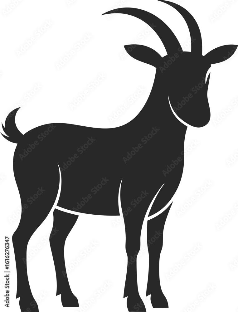 Obraz premium Simple silhouette icon of a goat on a white background