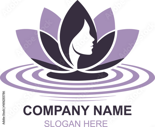 Elegant Lotus Flower Logo Design with Female Silhouette for Beauty Wellness or Spa Brand Identity and Brand Recognition