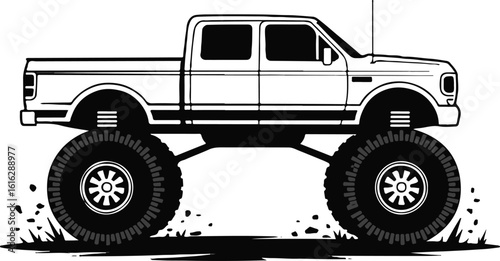 high resolution jpeg png monster truck graphic in vibrant cartoon style for adventure and action themed media