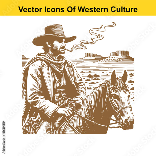 Smoke on the Range: Cowboy with Pipe or Cigarette & Horse