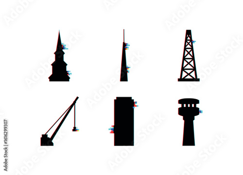 isolated backgond spire ape antenna mast girder fe guy wire anchor eltor shaft turret platform