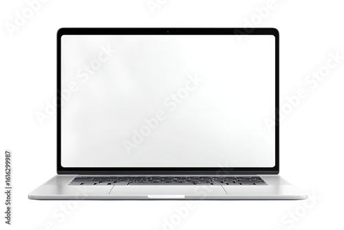 An ultra-realistic photograph of the front view of a MacBook Pro mockup, on a transparent background.
