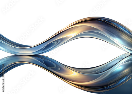 Elegant flowing translucent ribbons with golden highlights on black background