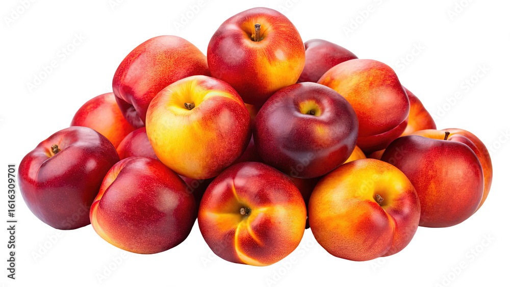 A vibrant pile of ripe nectarines with smooth colorful skin showcasing their natural beauty against a dark background A vibrant pile of ripe nectarines with smooth colorful skin showcasing their natural beauty against a dark background