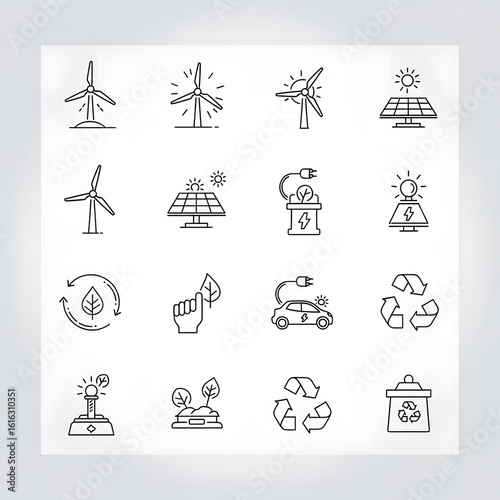 Alternative energy icons on white