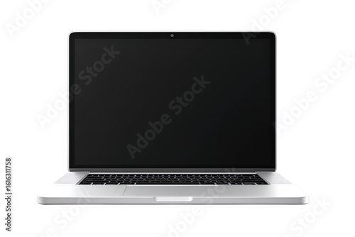 An ultra-realistic photograph of the front view of a MacBook Pro mockup, on a transparent background.