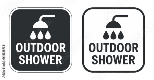 Outdoor Shower Sign Symbol Icon Vector Illustration Design with Clean Lines and Modern Style for Camping and Recreational Areas Information