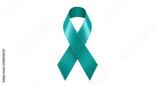 Teal awareness ribbon isolated on transparent background