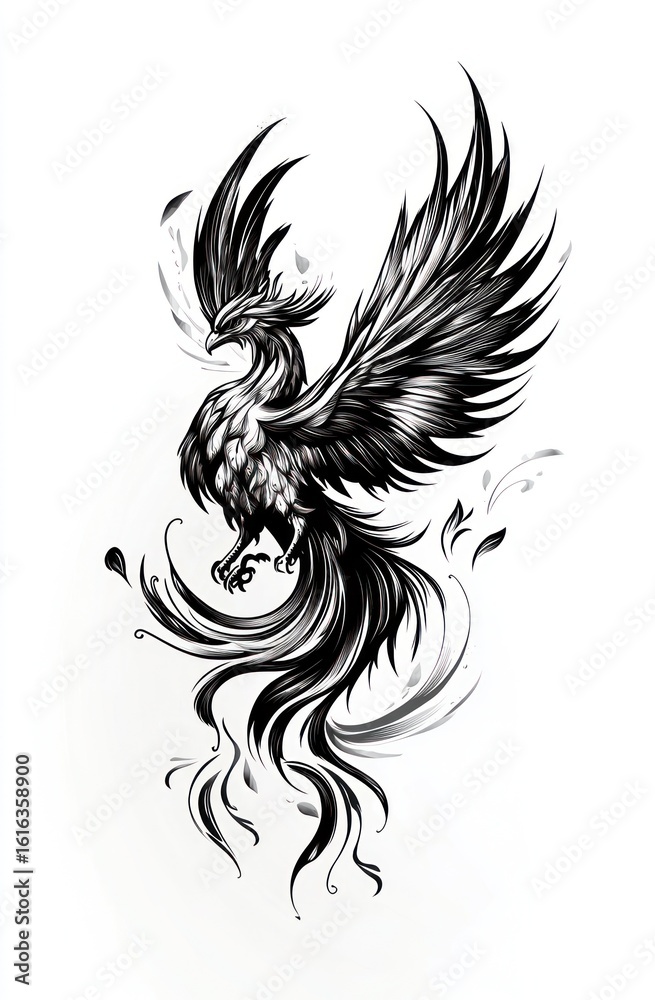Obraz premium Black and white phoenix design