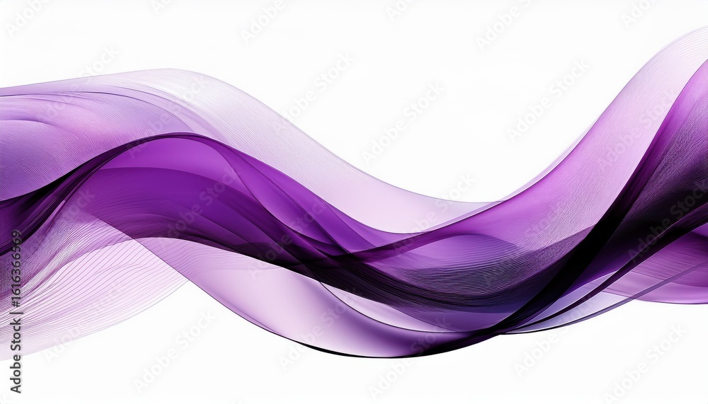 Fototapeta premium flowing purple abstract wave pattern with translucent curves on white background ideal for modern graphic design and digital branding visuals