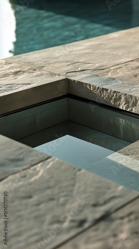 Modern Pool Design With a Stylish Water Feature and Stone Surround