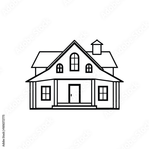 Typical southern house line art vector illustration