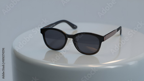 Stylish eyewear and sunglasses are presented as isolated objects on white and black backgrounds, along with glasses positioned on a table, showcasing diverse frames, lenses, and styles for fashion