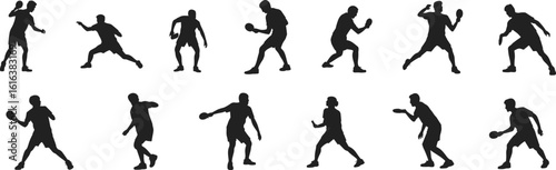 Table tennis player silhouette, ping pong action silhouettes, paddle sport dynamic pose, competitive athlete silhouette, black table tennis vector, sports shadow illustration design