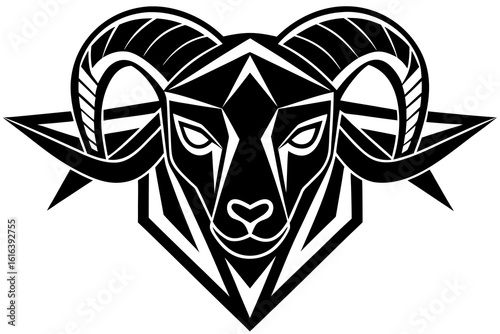 vector sheep head logo geometric design