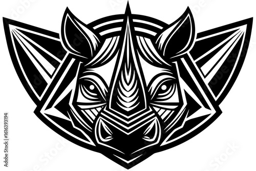 vector rhino head logo geometric design