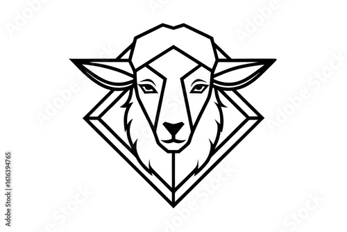 vector sheep head logo geometric design