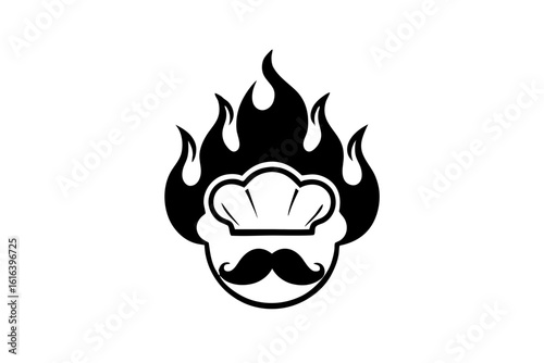  stylized icon featuring a chef hat and mustache vector