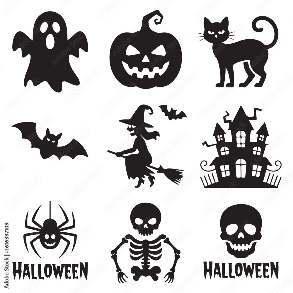Obraz premium set of halloween black vectors.