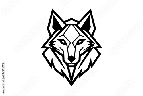 vector wolfdog head logo geometric design