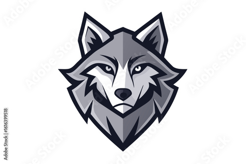vector wolfdog head logo geometric design