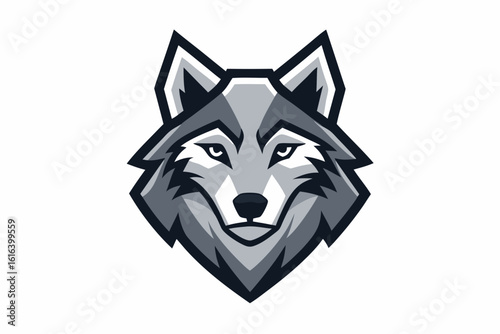vector wolfdog head logo geometric design