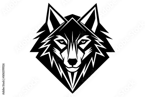 vector wolfdog head logo geometric design