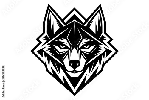 vector wolfdog head logo geometric design