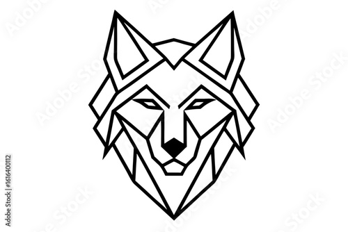 vector wolfdog head logo geometric design