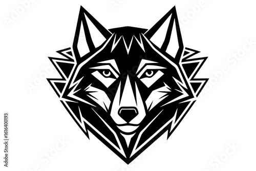 vector wolfdog head logo geometric design