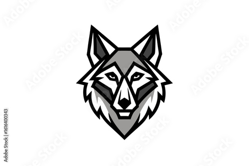 vector wolfdog head logo geometric design