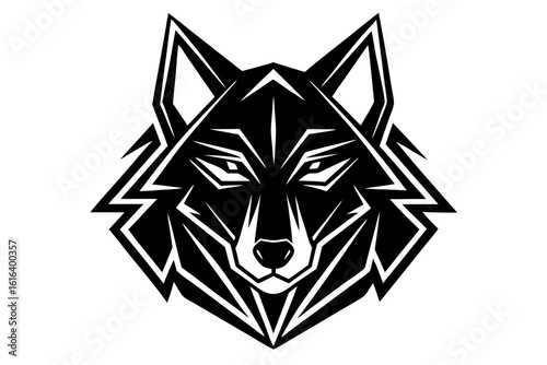 vector wolfdog head logo geometric design