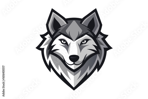 vector wolfdog head logo geometric design